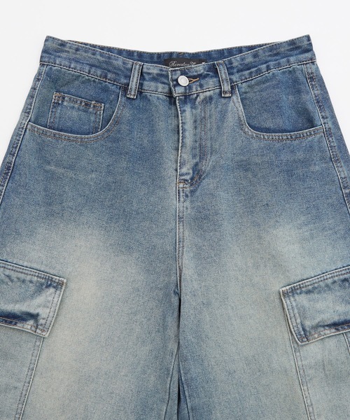 Crownor(クラウノアー)の「ワイドバギー デニムカーゴショーツ(デニムパンツ・メンズ・ブラック/サックスブルー・LARGE/MEDIUM)」の12枚目の写真