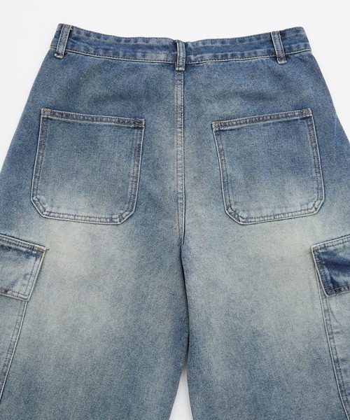 Crownor(クラウノアー)の「ワイドバギー デニムカーゴショーツ(デニムパンツ・メンズ・ブラック/サックスブルー・LARGE/MEDIUM)」の13枚目の写真
