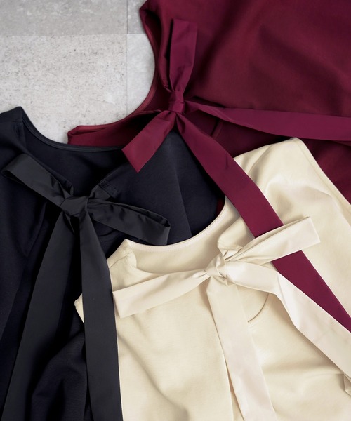 Liala×PG(リアラバイピージー)の「後ろリボン カットソー ワンピース Liala×PG(ワンピース・レディース・バーガンディー/ブラック/アイボリー・M/S)」の5枚目の写真