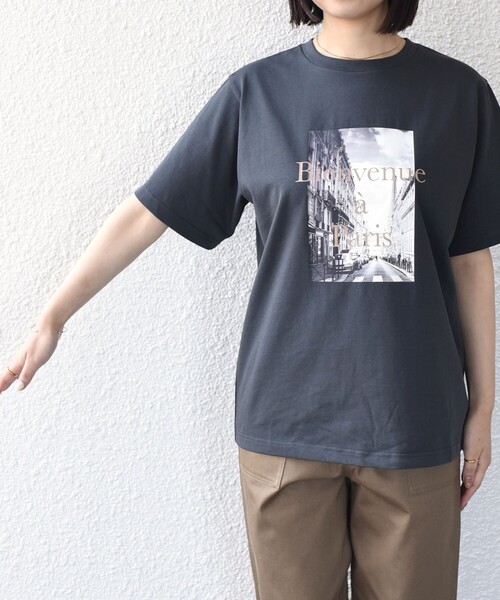 SHIPS Colors(シップス カラーズ)の「SHIPS Colors:〈接触冷感・UVカット〉PARIS フォト TEE◇(Tシャツ/カットソー・レディース・ダークグレー/オフホワイト/ブラウン・ONE SIZE)」の17枚目の写真