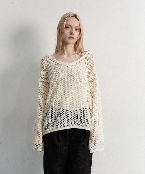 My shawty（ﾏｲｼｬｳﾃｨｰ）の「bustier set mesh top（ニット/セーター・レディース・ブラック/アイボリー・FREE）」の14枚目の写真
