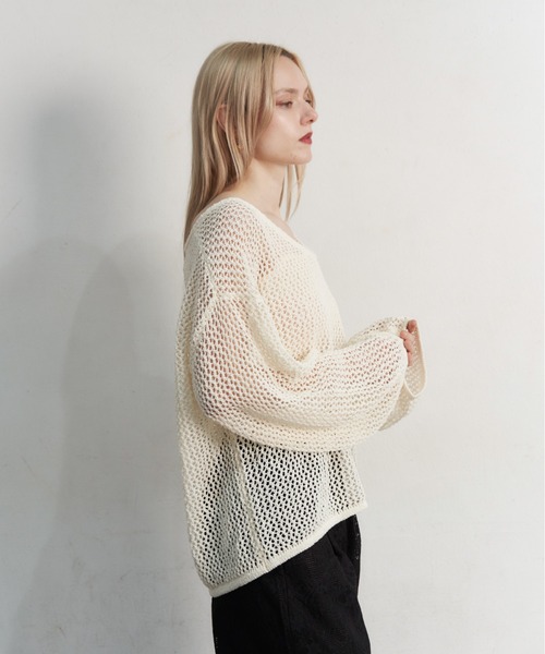 My shawty（ﾏｲｼｬｳﾃｨｰ）の「bustier set mesh top（ニット/セーター・レディース・ブラック/アイボリー・FREE）」の15枚目の写真