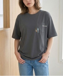 【TOM&JERRY/トムとジェリー】キャラクター刺繍デザイン半袖ポケ付きTシャツ(吸水速乾・UV対策) ユニセックス