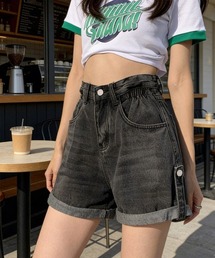 ロールアップ デニムショートパンツ 美脚