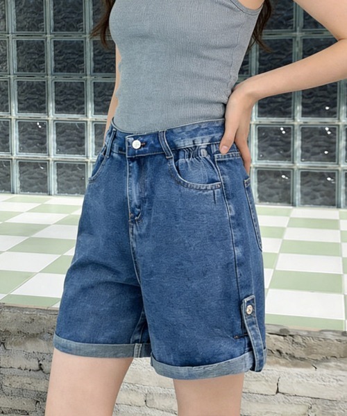 Miniministore(ミニミニストア)の「ロールアップ デニムショートパンツ 美脚(デニムパンツ・レディース・ブラック/ブルー・XL/S/M/L)」の19枚目の写真