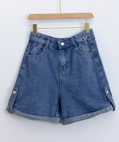 Miniministore(ミニミニストア)の「ロールアップ デニムショートパンツ 美脚(デニムパンツ・レディース・ブラック/ブルー・XL/S/M/L)」の8枚目の写真
