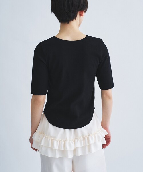 CODE A(コードエー)の「rib jersey point neck tee(Tシャツ/カットソー・レディース・ホワイト/ライトイエロー系/ボルドー/ブラック・00)」の20枚目の写真