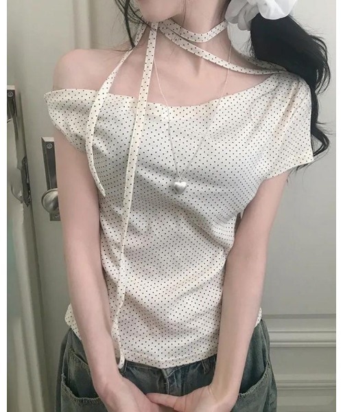 inst.ALL(インストール)の「ネックリボンドットワンショルトップス(Tシャツ/カットソー・レディース・ホワイト/ライトピンク/ブラック・M)」の16枚目の写真