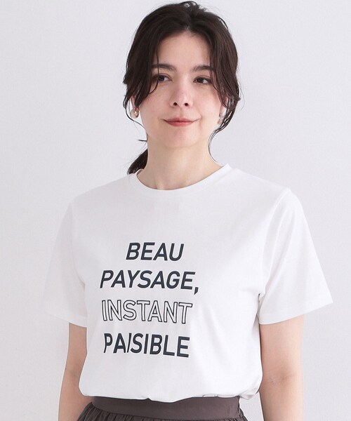 OPAQUE.CLIP（オペークドットクリップ）の「ロゴプリント刺繍アソートTシャツ【洗濯機OK】（Tシャツ/カットソー・レディース・ホワイト系1/ライトベージュ/ネイビー/ホワイト・42/40/38）」の5枚目の写真