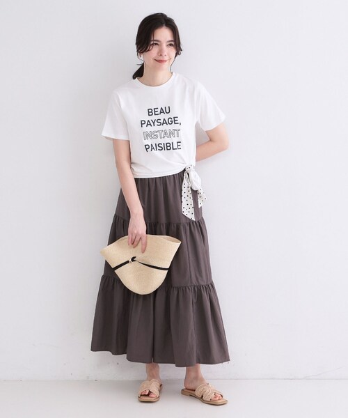 OPAQUE.CLIP（オペークドットクリップ）の「ロゴプリント刺繍アソートTシャツ【洗濯機OK】（Tシャツ/カットソー・レディース・ホワイト系1/ライトベージュ/ネイビー/ホワイト・42/40/38）」の6枚目の写真
