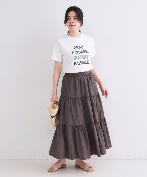 OPAQUE.CLIP（オペークドットクリップ）の「ロゴプリント刺繍アソートTシャツ【洗濯機OK】（Tシャツ/カットソー・レディース・ホワイト系1/ライトベージュ/ネイビー/ホワイト・42/40/38）」の7枚目の写真