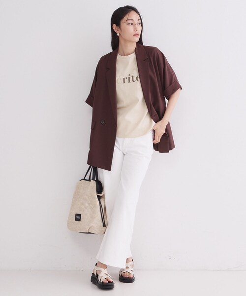 OPAQUE.CLIP（オペークドットクリップ）の「ロゴプリント刺繍アソートTシャツ【洗濯機OK】（Tシャツ/カットソー・レディース・ホワイト系1/ライトベージュ/ネイビー/ホワイト・42/40/38）」の11枚目の写真