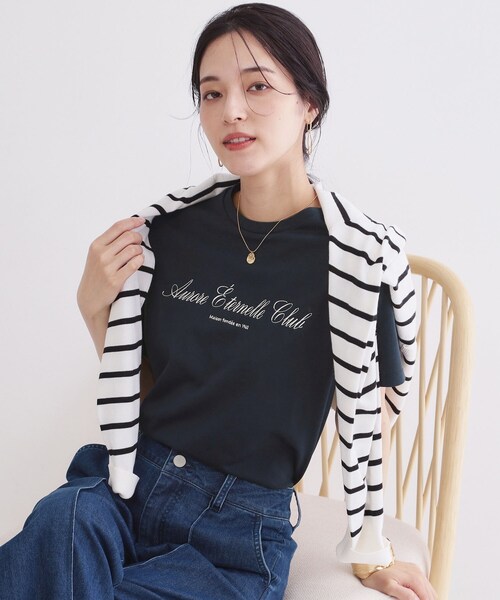 OPAQUE.CLIP（オペークドットクリップ）の「ロゴプリント刺繍アソートTシャツ【洗濯機OK】（Tシャツ/カットソー・レディース・ホワイト系1/ライトベージュ/ネイビー/ホワイト・42/40/38）」の13枚目の写真