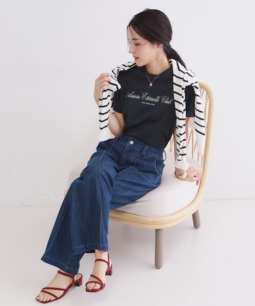 OPAQUE.CLIP（オペークドットクリップ）の「ロゴプリント刺繍アソートTシャツ【洗濯機OK】（Tシャツ/カットソー・レディース・ホワイト系1/ライトベージュ/ネイビー/ホワイト・42/40/38）」の15枚目の写真
