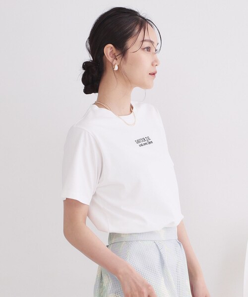 OPAQUE.CLIP（オペークドットクリップ）の「ロゴプリント刺繍アソートTシャツ【洗濯機OK】（Tシャツ/カットソー・レディース・ホワイト系1/ライトベージュ/ネイビー/ホワイト・42/40/38）」の17枚目の写真