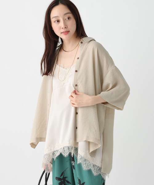Elura（エルーラ）の「≪イージーケア・速乾≫サラサラサマー5分袖シャツ/740780（シャツ/ブラウス・レディース・ライトカーキ/ブラック/ライトピンク/オフホワイト/ライトグリーン/ライトベージュ・SMALL/MEDIUM）」の3枚目の写真