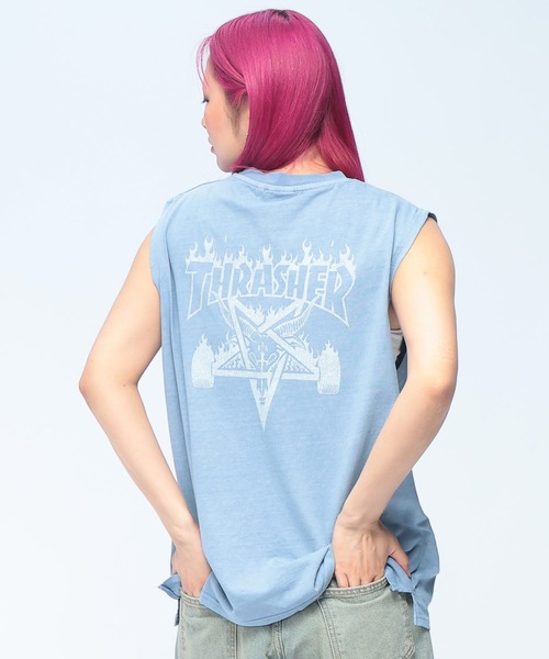 THRASHER(スラッシャー)の「THRASHER (スラッシャー) ノースリーブ バックプリント ブランドロゴ Tシャツ メンズ レディース(Tシャツ/カットソー・メンズ・ブルー/ピンク/ブラック×レッド/ブラック×ブラック・L/M)」の3枚目の写真