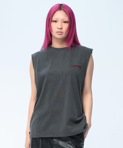 THRASHER(スラッシャー)の「THRASHER (スラッシャー) ノースリーブ バックプリント ブランドロゴ Tシャツ メンズ レディース(Tシャツ/カットソー・メンズ・ブルー/ピンク/ブラック×レッド/ブラック×ブラック・L/M)」の7枚目の写真