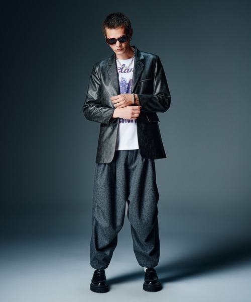 glamb(グラム)の「Knee Tuck Check Pants / ニータックチェックパンツ(その他パンツ・メンズ・グレー/ネイビー・S/M/L)」の7枚目の写真