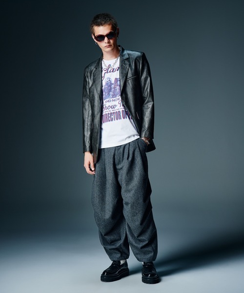 glamb(グラム)の「Knee Tuck Check Pants / ニータックチェックパンツ(その他パンツ・メンズ・グレー/ネイビー・S/M/L)」の8枚目の写真