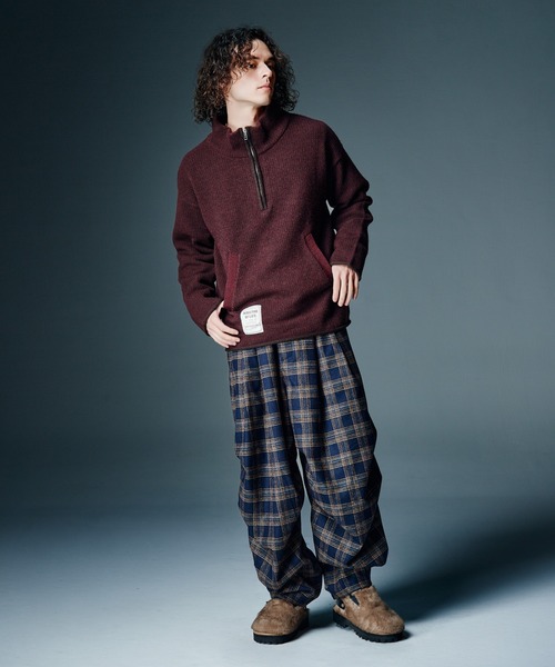 glamb(グラム)の「Knee Tuck Check Pants / ニータックチェックパンツ(その他パンツ・メンズ・グレー/ネイビー・S/M/L)」の12枚目の写真