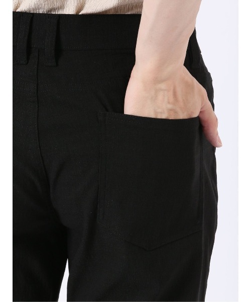 m.f.editorial(エムエフエディトリアル)の「パンツ メンズ ストレッチ 接触冷感 スリム 5ポケット テーパード ジャガード クロスストレッチ + クール(チノパンツ・メンズ・ブラック/ライトグレー・S/MEDIUM/LARGE/X-LARGE)」の12枚目の写真