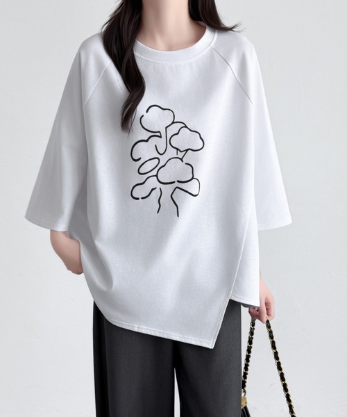 ABITOKYO(アビトーキョー)の「フロント花柄プリントオーバーTシャツ(Tシャツ/カットソー・レディース・ピンク/ホワイト/ブラック・FREE)」の16枚目の写真