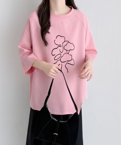 ABITOKYO(アビトーキョー)の「フロント花柄プリントオーバーTシャツ(Tシャツ/カットソー・レディース・ピンク/ホワイト/ブラック・FREE)」の17枚目の写真