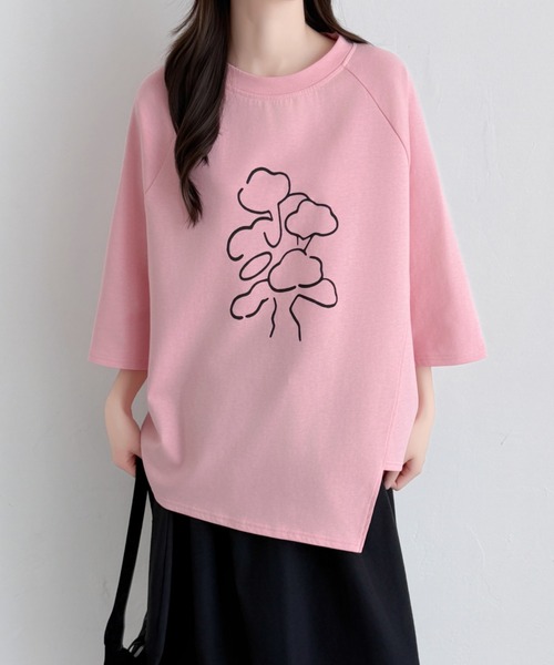 ABITOKYO(アビトーキョー)の「フロント花柄プリントオーバーTシャツ(Tシャツ/カットソー・レディース・ピンク/ホワイト/ブラック・FREE)」の18枚目の写真