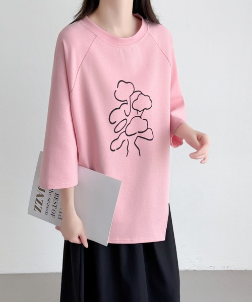 ABITOKYO(アビトーキョー)の「フロント花柄プリントオーバーTシャツ(Tシャツ/カットソー・レディース・ピンク/ホワイト/ブラック・FREE)」の19枚目の写真