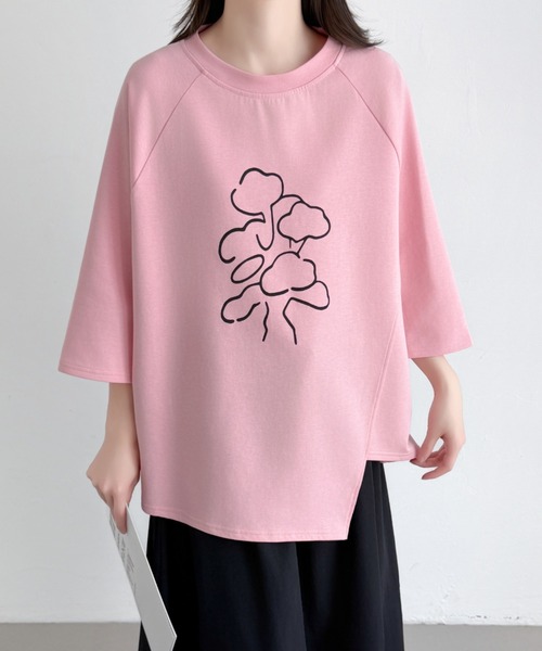 ABITOKYO(アビトーキョー)の「フロント花柄プリントオーバーTシャツ(Tシャツ/カットソー・レディース・ピンク/ホワイト/ブラック・FREE)」の20枚目の写真