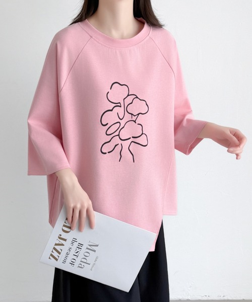 ABITOKYO(アビトーキョー)の「フロント花柄プリントオーバーTシャツ(Tシャツ/カットソー・レディース・ピンク/ホワイト/ブラック・FREE)」の22枚目の写真