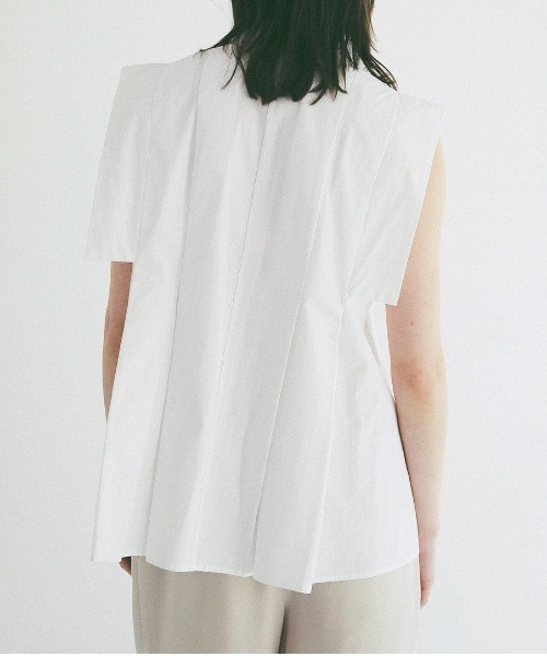 CLANE（クラネ）の「SQUARE SLEEVE SHIRTS 10122-4293（シャツ/ブラウス・メンズ・ホワイト/ネイビー・1）」の5枚目の写真