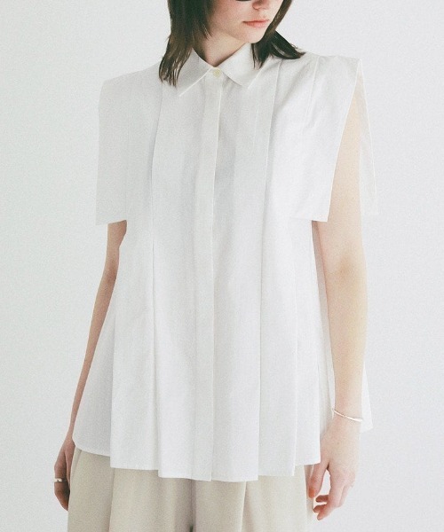 CLANE（クラネ）の「SQUARE SLEEVE SHIRTS 10122-4293（シャツ/ブラウス・メンズ・ホワイト/ネイビー・1）」の6枚目の写真
