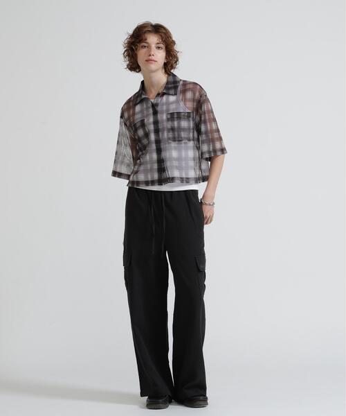 AVIREX(アヴィレックス)の「《直営店限定》SHEER CHECK SHIRT(シャツ/ブラウス・レディース・オレンジ/ベージュ・F)」の4枚目の写真