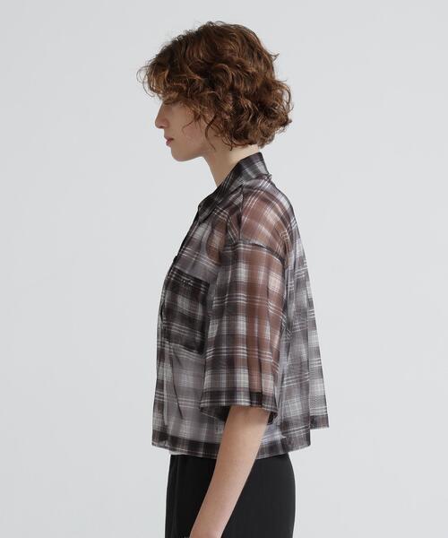 AVIREX(アヴィレックス)の「《直営店限定》SHEER CHECK SHIRT(シャツ/ブラウス・レディース・オレンジ/ベージュ・F)」の6枚目の写真