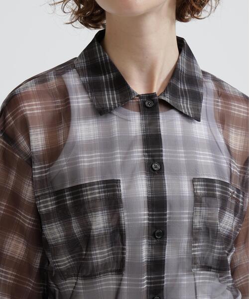 AVIREX(アヴィレックス)の「《直営店限定》SHEER CHECK SHIRT(シャツ/ブラウス・レディース・オレンジ/ベージュ・F)」の12枚目の写真