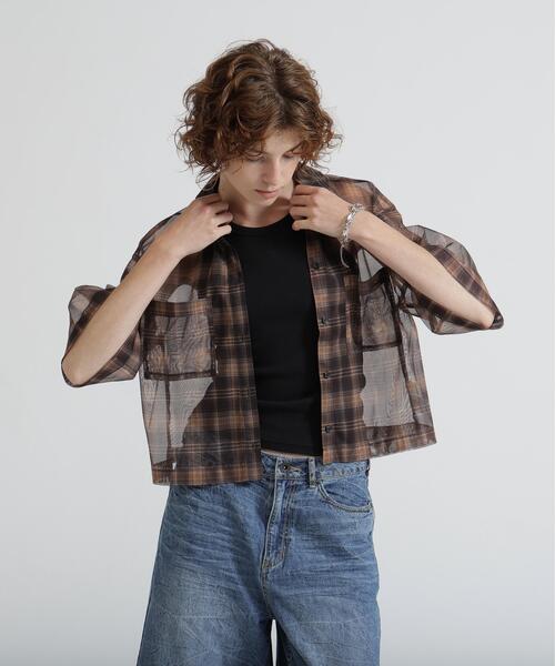 AVIREX(アヴィレックス)の「《直営店限定》SHEER CHECK SHIRT(シャツ/ブラウス・レディース・オレンジ/ベージュ・F)」の17枚目の写真