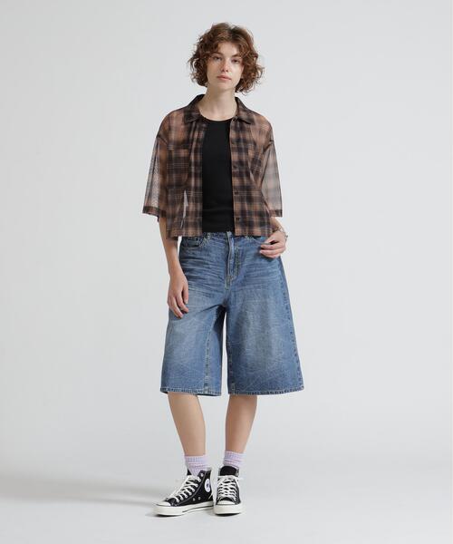 AVIREX(アヴィレックス)の「《直営店限定》SHEER CHECK SHIRT(シャツ/ブラウス・レディース・オレンジ/ベージュ・F)」の8枚目の写真