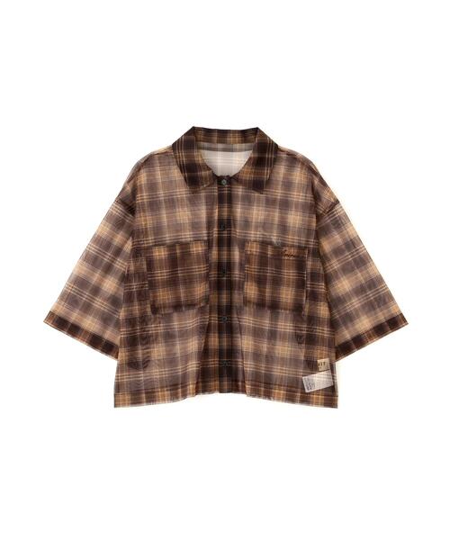 AVIREX(アヴィレックス)の「《直営店限定》SHEER CHECK SHIRT(シャツ/ブラウス・レディース・オレンジ/ベージュ・F)」の10枚目の写真