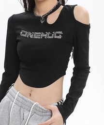WESTBOY | Y2K ラインストーン カットアウト スリムシルエット クロップドトップス WOG26S2TP04(Tシャツ/カットソー)