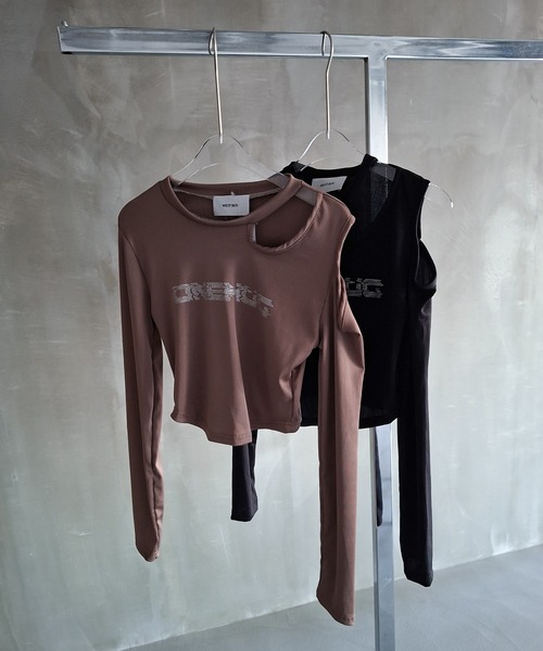 WESTBOY(ウエストボーイ)の「Y2K ラインストーン カットアウト スリムシルエット クロップドトップス WOG26S2TP04(Tシャツ/カットソー・レディース・ブラック/ブラウン・FREE)」の22枚目の写真