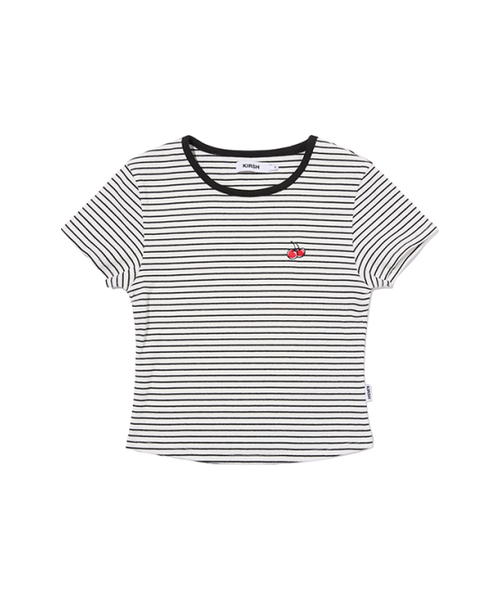 KIRSH（キルシー）の「スモールチェリー スリムフィットストライプTシャツ[ホワイト]（Tシャツ/カットソー・レディース・その他・LARGE/SMALL/MEDIUM）」の2枚目の写真