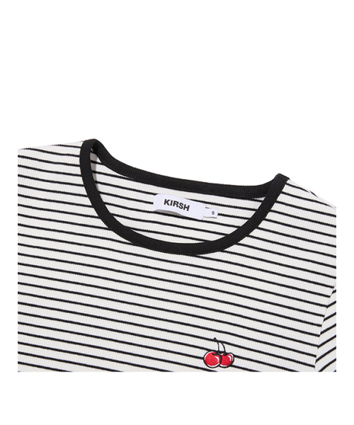 KIRSH（キルシー）の「スモールチェリー スリムフィットストライプTシャツ[ホワイト]（Tシャツ/カットソー・レディース・その他・LARGE/SMALL/MEDIUM）」の3枚目の写真