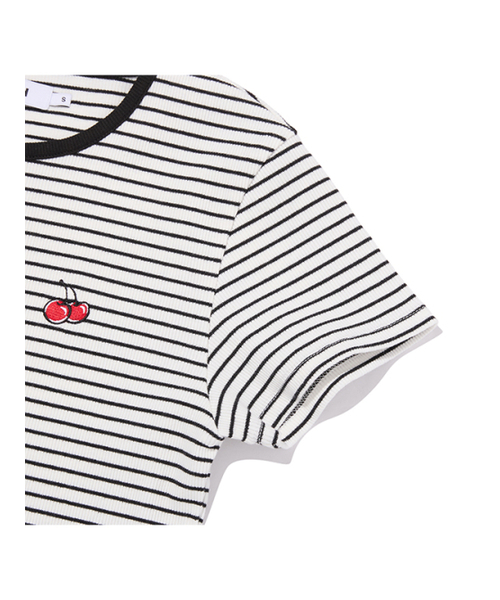 KIRSH（キルシー）の「スモールチェリー スリムフィットストライプTシャツ[ホワイト]（Tシャツ/カットソー・レディース・その他・LARGE/SMALL/MEDIUM）」の5枚目の写真