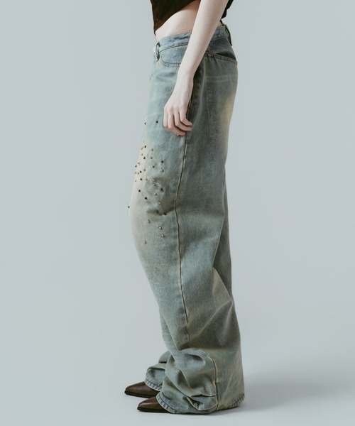 Knuth Marf(クヌースマーフ)の「【Knuth Marf】studded draped denim pants(デニムパンツ・レディース・ブルー/ブラック・XS/S)」の9枚目の写真