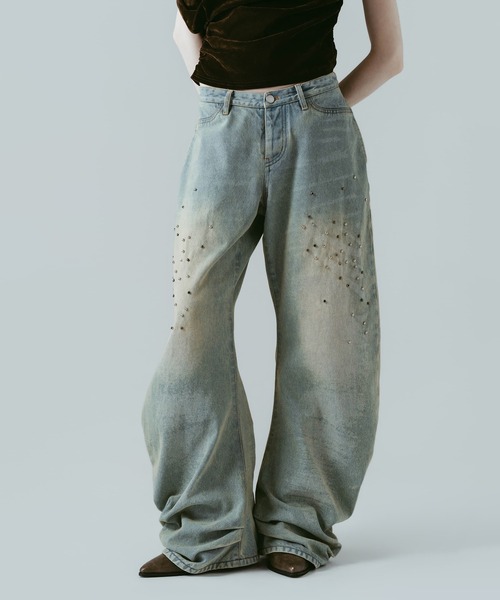 Knuth Marf(クヌースマーフ)の「【Knuth Marf】studded draped denim pants(デニムパンツ・レディース・ブルー/ブラック・XS/S)」の8枚目の写真
