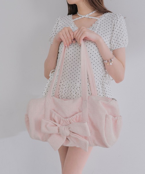 OLIVE des OLIVE(オリーブデオリーブ)の「BIGリボンツイードボストンバッグ(ボストンバッグ・レディース・アイボリー/ピンク/ブラック・FREE)」の17枚目の写真