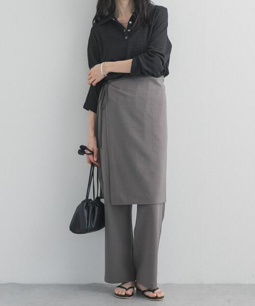 URBAN RESEARCH DOORS(アーバンリサーチドアーズ)の「ラップレイヤードストレートパンツ(その他パンツ・レディース・グレー/ブラック・FREE)」の15枚目の写真