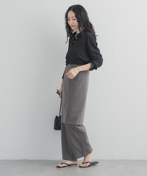 URBAN RESEARCH DOORS(アーバンリサーチドアーズ)の「ラップレイヤードストレートパンツ(その他パンツ・レディース・グレー/ブラック・FREE)」の12枚目の写真